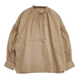 休日と詩 portom20013 スタンドフリルカラー プルオーバー コットン ブラウス シャツ ベージュ レディース 休日と詩【中古】5-1207M∞