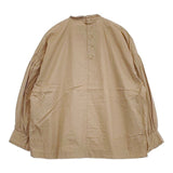 休日と詩 portom20013 スタンドフリルカラー プルオーバー コットン ブラウス シャツ ベージュ レディース 休日と詩【中古】5-1207M∞