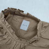 休日と詩 portom20013 スタンドフリルカラー プルオーバー コットン ブラウス シャツ ベージュ レディース 休日と詩【中古】5-1207M∞