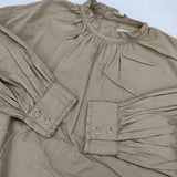 休日と詩 portom20013 スタンドフリルカラー プルオーバー コットン ブラウス シャツ ベージュ レディース 休日と詩【中古】5-1207M∞