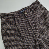 Brahmin 日本製 ウール混 チェック ワイド パンツ ブラウン ネイビー レディース ブラーミン【中古】5-1225T∞