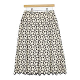 APPENA ウール フラワー 刺繍 ロングスカート オフホワイト ブラック レディース アペーナ【中古】5-1225T∞