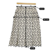 APPENA ウール フラワー 刺繍 ロングスカート オフホワイト ブラック レディース アペーナ【中古】5-1225T∞