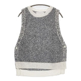 C+ 新品 コットン ニットベスト 定価17000円 ノースリーブ ベスト ホワイト ネイビー レディース シー【中古】5-1124M∞