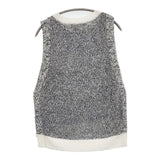 C+ 新品 コットン ニットベスト 定価17000円 ノースリーブ ベスト ホワイト ネイビー レディース シー【中古】5-1124M∞