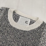 C+ 新品 コットン ニットベスト 定価17000円 ノースリーブ ベスト ホワイト ネイビー レディース シー【中古】5-1124M∞