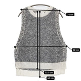 C+ 新品 コットン ニットベスト 定価17000円 ノースリーブ ベスト ホワイト ネイビー レディース シー【中古】5-1124M∞