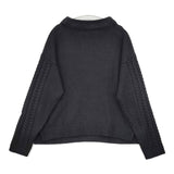 Harriss ウール混 ハイネック ケーブル セーター ニット ブラック レディース ハリス【中古】5-1225T∞