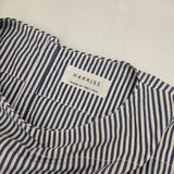 Harriss ストライプ バックボタン ブラウス シャツ ブルー ホワイト レディース ハリス【中古】5-1124M∞