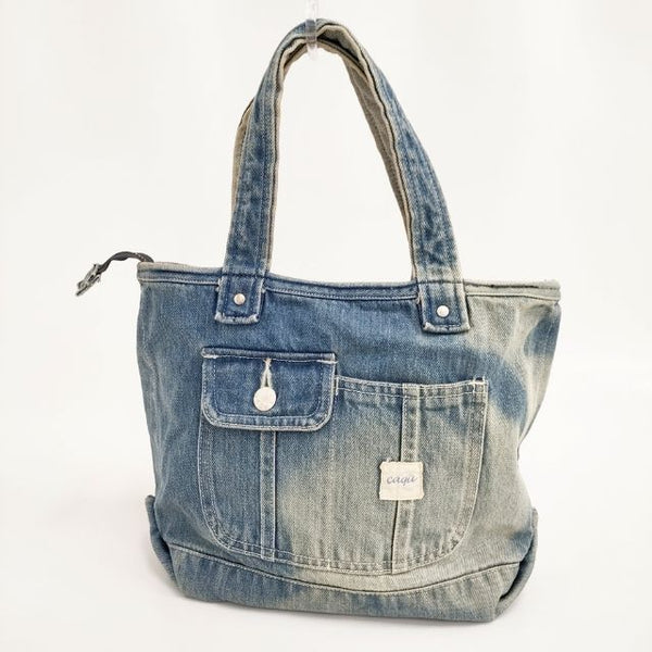caqu デニム ダメージ加工 トートバッグ ブルー レディース サキュウ【中古】5-1122G∞