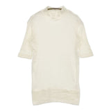 tamaki niime ハイネックリブニット 半袖 コットン カットソー ベージュ レディース 玉木新雌/タマキニイメ【中古】5-1215M∞