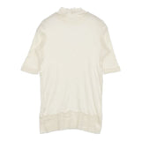 tamaki niime ハイネックリブニット 半袖 コットン カットソー ベージュ レディース 玉木新雌/タマキニイメ【中古】5-1215M∞