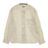 MARGARET HOWELL 578-2253013 SILK COTTON STRIPE シルクコットン バンドカラー ブラウス シャツ イエロー ホワイト レディース マーガレットハウエル【中古】5-1215M∞