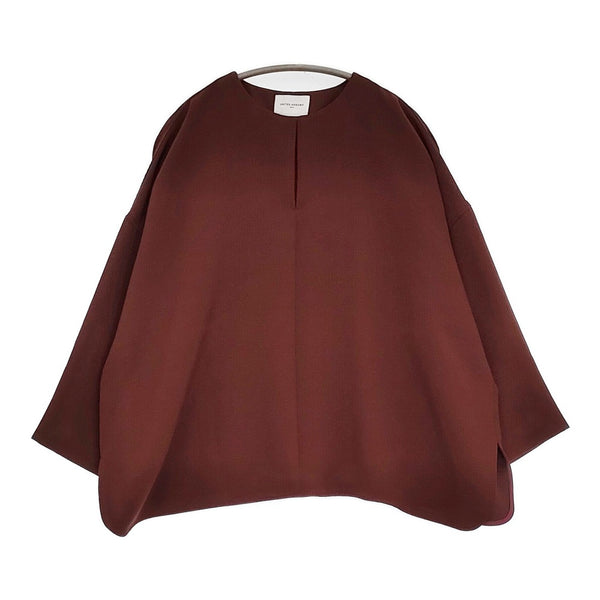 UNITED ARROWS COMFYスリットノーカラープルオーバー WINE 定価18920円 ブラウス 25SS ブラウン レディース ユナイテッドアローズ【中古】5-0902M♪