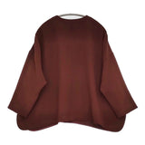 UNITED ARROWS COMFYスリットノーカラープルオーバー WINE 定価18920円 ブラウス 25SS ブラウン レディース ユナイテッドアローズ【中古】5-0902M♪
