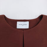 UNITED ARROWS COMFYスリットノーカラープルオーバー WINE 定価18920円 ブラウス 25SS ブラウン レディース ユナイテッドアローズ【中古】5-0902M♪