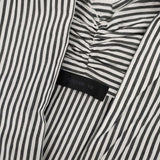 GALERIE VIE ストライプ プルオーバー コットン ブラウス シャツ ホワイト グレー レディース ギャルリーヴィー【中古】5-1215M∞