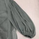 ADORE オーガンジーギャザースリーブブラウス 定価34100円 531-3110603 ブラウス シャツ グリーン レディース アドーア【中古】5-1215M∞