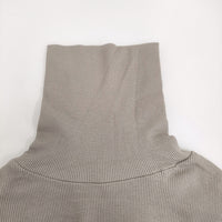 NOUVELLES DU PARADIS コットンテレコ タートルネック 定価4180円 リブ カットソー グレージュ レディース ヌーベルドゥパラディ【中古】5-0902M♪