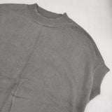 THIBAULT VAN DER STRAETE コットン モックネックニットプルオーバー 半袖 ニット グレー レディース ティボーヴァンダルストラット【中古】5-1215M∞