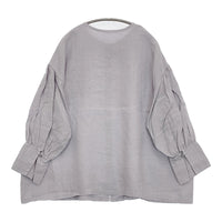 nest Robe リネン天然染めラップカフスシャツ 定価27500円 01241-1484 ブラウス シャツ 24SS ラベンダー レディース ネストローブ【中古】5-0902M♪