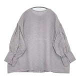 nest Robe リネン天然染めラップカフスシャツ 定価27500円 01241-1484 ブラウス シャツ 24SS ラベンダー レディース ネストローブ【中古】5-0902M♪