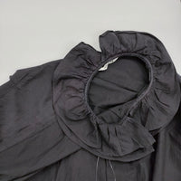 Toujours フリルカラー ラッフルカラー コットンシルク サイズ2 ブラウス シャツ ブラック レディース トゥジュー【中古】5-0902M♪