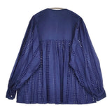 Toujours INDIAN LACE EMBROIDERY COTTON CLOTH 定価59400円 サイズ1 ブラウス シャツ 25SS ネイビー レディース トゥジュー【中古】5-0902M♪