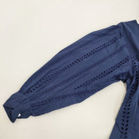 Toujours INDIAN LACE EMBROIDERY COTTON CLOTH 定価59400円 サイズ1 ブラウス シャツ 25SS ネイビー レディース トゥジュー【中古】5-0902M♪