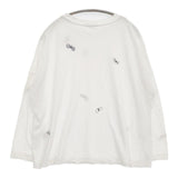 mina perhonen choucho 定価17600円 zs8516 刺繍 サイズ40 長袖Ｔシャツ カットソー ロンＴ ホワイト レディース ミナペルホネン【中古】5-1215M∞