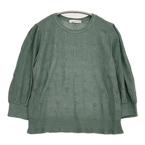 mina perhonen flower tale リネン 定価50600円 abs8737 サイズ38 ニット 23SS グリーン レディース ミナペルホネン【中古】5-0902M♪