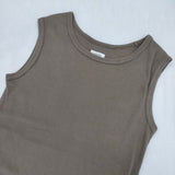 CIOTA スビンコットン30 テレコノースリーブシャツ 定価9900円 CSL-21 タンクトップ ベージュ レディース シオタ【中古】5-1217S∞