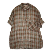 KAPITAL リネン芭蕉チェック グッドマンプルシャツ サイズXL K1505SS156 半袖シャツ ブラウン レディース キャピタル【中古】5-0902S♪