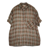 KAPITAL リネン芭蕉チェック グッドマンプルシャツ サイズXL K1505SS156 半袖シャツ ブラウン レディース キャピタル【中古】5-0902S♪