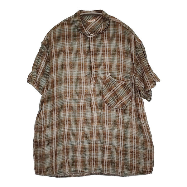 KAPITAL リネン芭蕉チェック グッドマンプルシャツ サイズXL K1505SS156 半袖シャツ ブラウン レディース キャピタル【中古】5-0902S♪