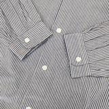 YAECA 68151 コンフォートシャツ ストライプ コットン スナップボタン 長袖シャツ ブルー BLUE-ST レディース ヤエカ【中古】5-1218M∞