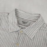 YAECA WRITE 92105 ボタンシャツ ロング プルオーバー ストライプ コットンリネン 長袖シャツ ホワイト KUSAKI NAVY-ST レディース ヤエカ【中古】5-1218M∞