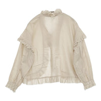 BEAMS JAPAN フェイクレイヤードブラウス 定価20680円 フリル レース ブラウス シャツ 24SS ベージュ レディース ビームス【中古】5-0902M♪