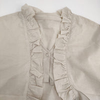 BEAMS JAPAN フェイクレイヤードブラウス 定価20680円 フリル レース ブラウス シャツ 24SS ベージュ レディース ビームス【中古】5-0902M♪
