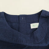 NATURAL LAUNDRY 新品 インディゴシャンブレースモックギャザーワンピース 定価19800円 25SS ネイビー ナチュラルランドリー【中古】5-0902S♪