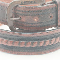 DIESEL CM95 38インチ 牛革 イタリア製 レザー ベルト ブラウン ブラック メンズ ディーゼル【中古】5-1012G∞