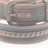 DIESEL CM95 38インチ 牛革 イタリア製 レザー ベルト ブラウン ブラック メンズ ディーゼル【中古】5-1012G∞