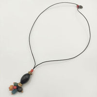 HENRY CUIR ビーズ ネックレス ブラック マルチカラー レディース アンリークイール【中古】5-1012G∞