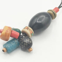 HENRY CUIR ビーズ ネックレス ブラック マルチカラー レディース アンリークイール【中古】5-1012G∞
