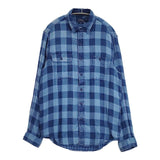 POLO RALPH LAUREN インディゴ ガーゼ チェック 長袖シャツ ネイビー ブルー メンズ ポロ・ラルフローレン【中古】5-1113M∞