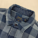 POLO RALPH LAUREN インディゴ ガーゼ チェック 長袖シャツ ネイビー ブルー メンズ ポロ・ラルフローレン【中古】5-1113M∞