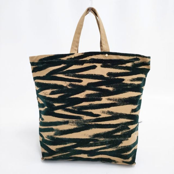 mina perhonen aba9694 puska フロッキープリント トートバッグ 23AW ベージュ グリーン レディース ミナペルホネン【中古】5-1122G∞