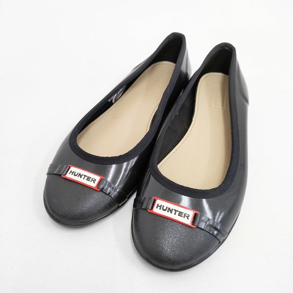 HUNTER フラットシューズ UK4 レインシューズ ブラック レディース ハンター【中古】5-1102G◎