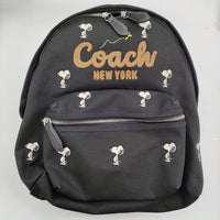 COACH/PEANUTS カーゴバックパック・スヌーピープリント 刺繍 リュック・デイパック ブラック レディース コーチ/ピーナッツ【中古】5-0829G♪