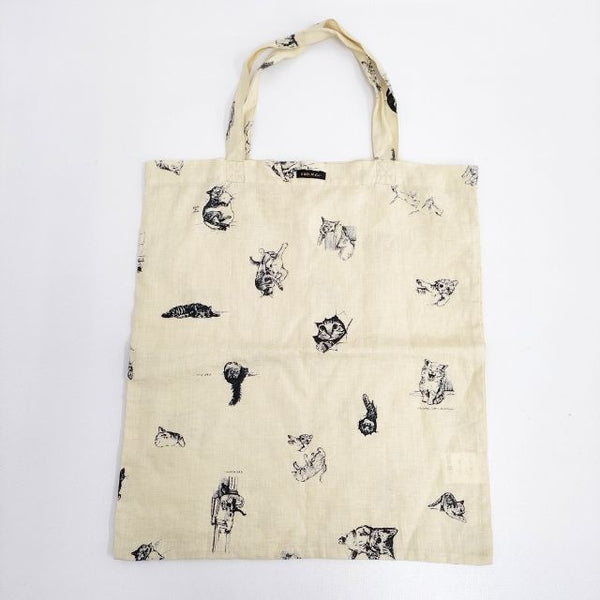 R&D.M.Co- CAT SKETCH BOOK 猫 ネコ リネン トートバッグ イエロー レディース オールドマンズテーラー【中古】5-1122G∞